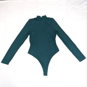 ReVamped Mock Neck Deep Green Bodysuit Sz S